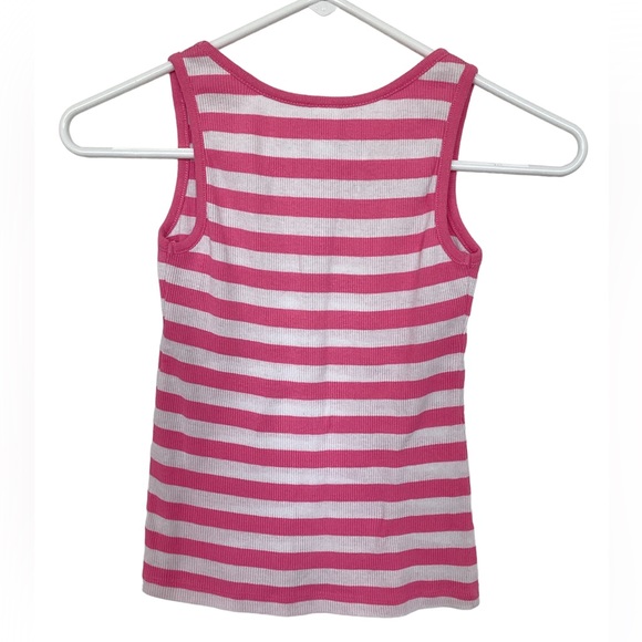 BOGO 🥳 Miss Attitude Pink White Striped Tank Top | girls S 7/8 | summer play - Picture 2 of 5